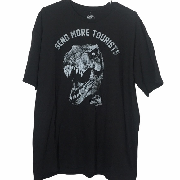 Jurassic Park Dinosaur Graphic Men’s Black Tee NWT - Picture 1 of 9